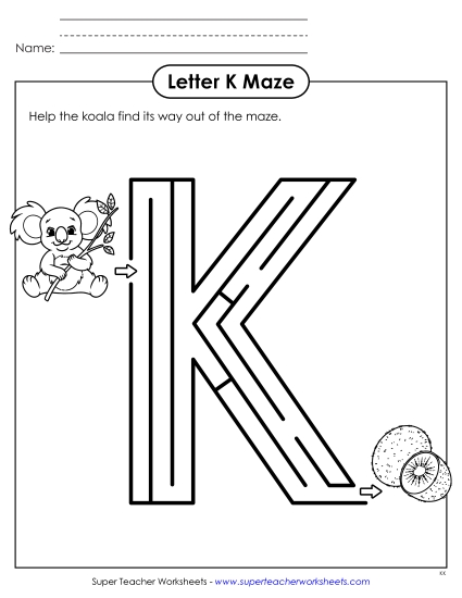 aMaze Activity: Uppercase Letter K