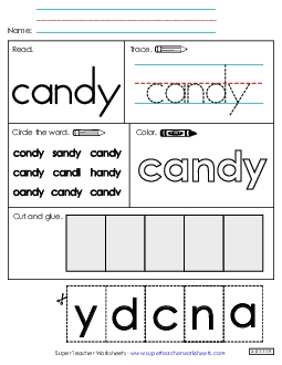 Worksheet 2: Candy Sight Words Individual Worksheet