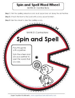 Spin and Spell (B-21) Spelling B Worksheet