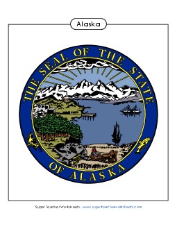 Alaska State Seal (Full-Color Version) States Individual Worksheet