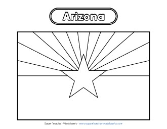 Arizona Flag Coloring Page States Individual Worksheet