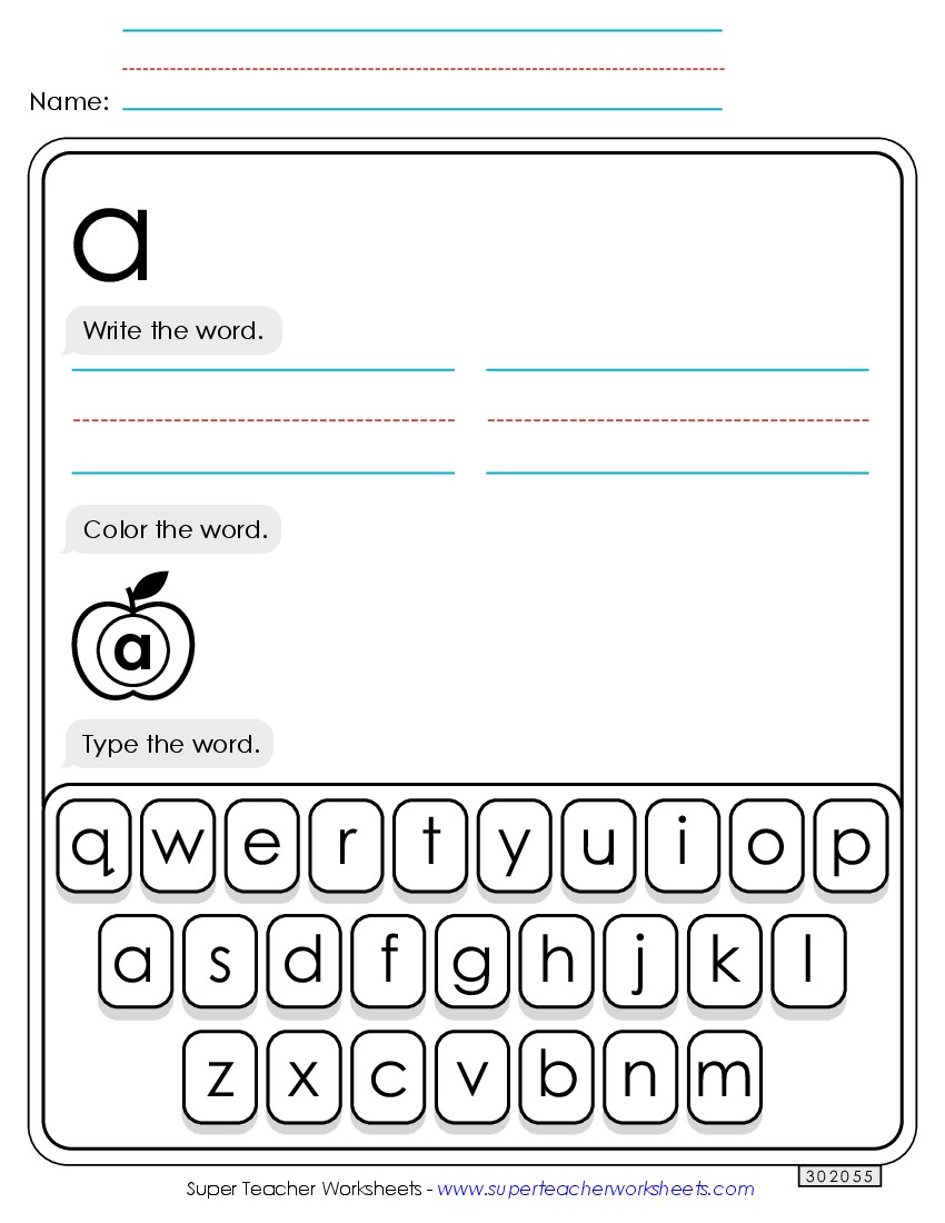 Write, Color, Type: A Sight Words Individual Worksheet