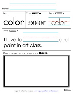 Worksheet 3: Color Sight Words Individual Worksheet