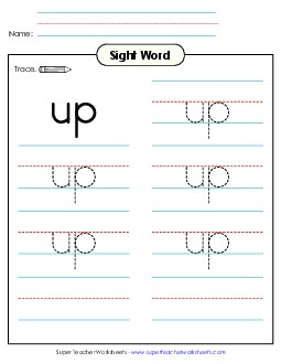 Trace the Word: Up Sight Words Individual Worksheet