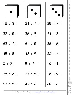 Division Fluency Dice Worksheet