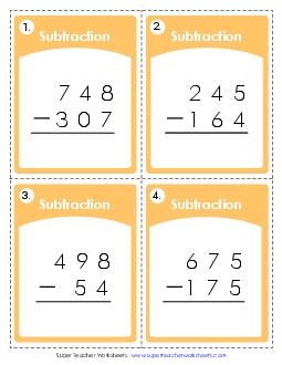 Subtraction: 3-Digit Worksheet