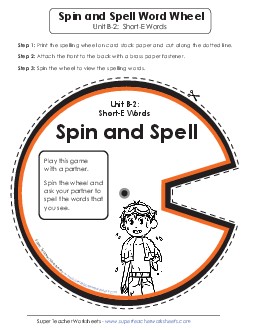 Spin and Spell (B-2) Spelling B Worksheet