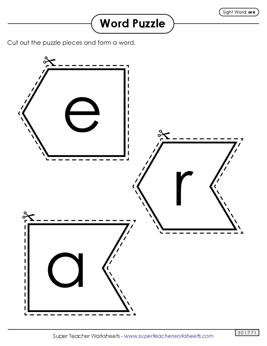 Word Puzzle: Are Sight Words Individual Worksheet