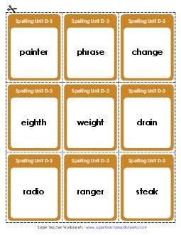 Flashcards (D-3) Spelling D Worksheet