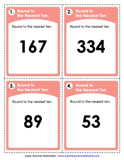 Task Cards: Rounding to Nearest Ten (2 and 3-Digit Numbers) Worksheet