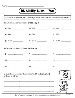 Divisibility Rules: Two Free Worksheet