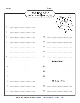 Spelling Test (D-13) Spelling D Worksheet