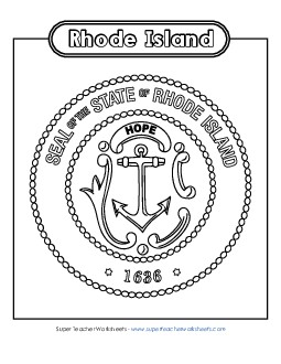 Rhode Island State Seal (Black & White) States Individual Worksheet