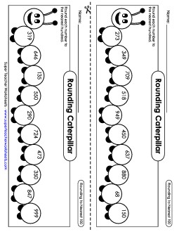 Rounding Caterpillars (Nearest Hundred) Worksheet