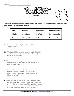 Who Said It? Books Worksheet