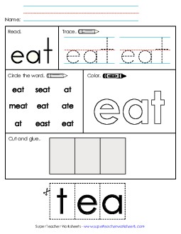 Worksheet 2: Eat Sight Words Individual Worksheet