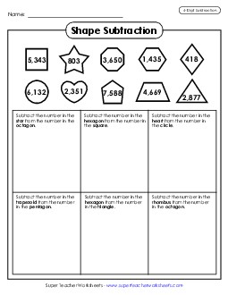 Shape Subtraction Worksheet