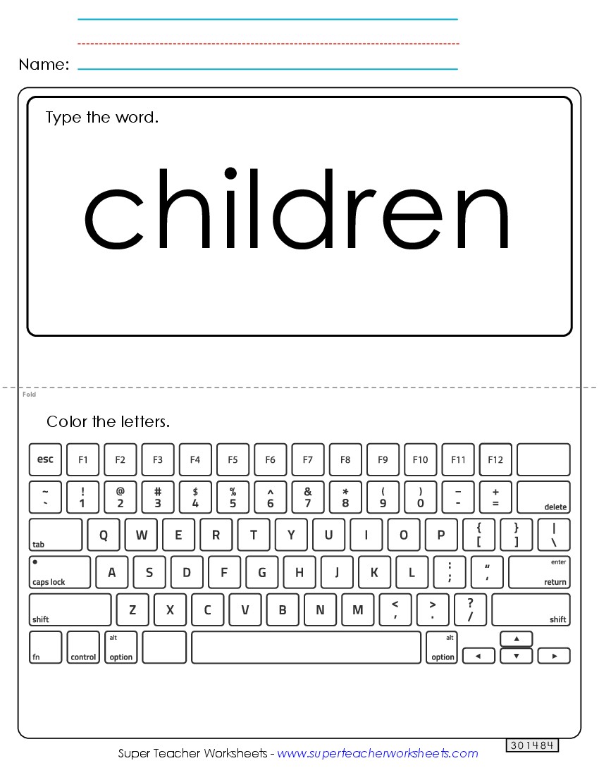 Type the Word: Children Sight Words Individual Worksheet