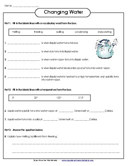 Changing Water 6th Grade Science Worksheet