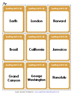 Flashcards (D-28) Free Spelling D Worksheet