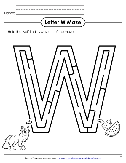 aUppercase Letter W Maze