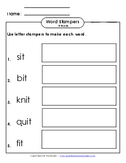 Letter Stampers Activity (-it Words)  Word Families Worksheet