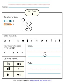 Worksheet 4: Is Sight Words Individual Worksheet