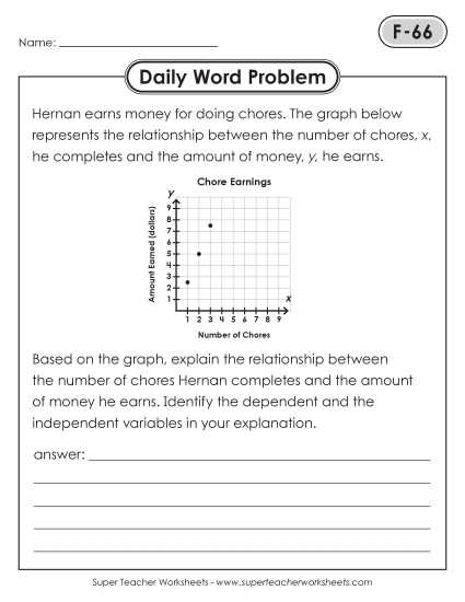 New Daily Word Problems<BR>F-66 through F-70 Worksheet New Daily Word Problems<BR>F-66 through F-70 Worksheet