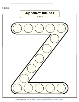 Letter Z - Dabber Alphabet Worksheet