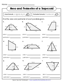 Area & Perimeter of Trapezoids Worksheet