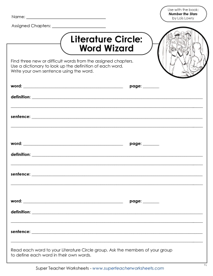 New Number the Stars Literature Circle: Word Wizard Worksheet New Number the Stars Literature Circle: Word Wizard Worksheet