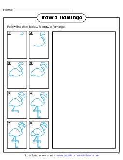 Draw a Flamingo Learning To Draw Worksheet