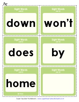 Flashcards (Unit 23) Sight Words Worksheet