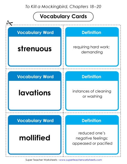 New Vocabulary Cards for Chapters 18–20 Worksheet New Vocabulary Cards for Chapters 18–20 Worksheet