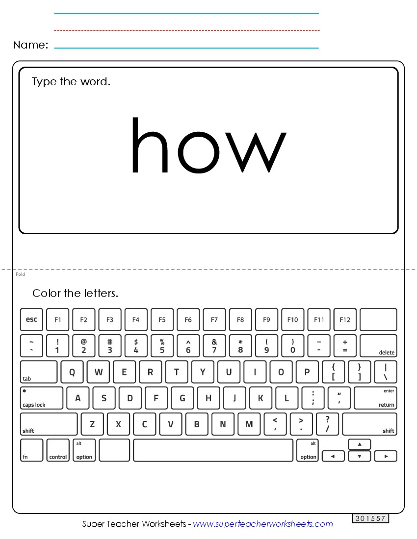 Type the Word: How Sight Words Individual Worksheet