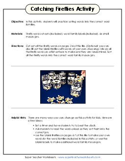 Firefly Word Family Activity Word Families Worksheet