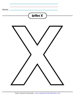 Outline - Uppercase X Alphabet Worksheet