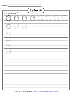 Uppercase G (Smaller Font Size) Alphabet Worksheet