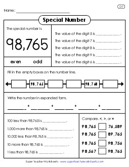 Special Number: 98,765 Worksheet