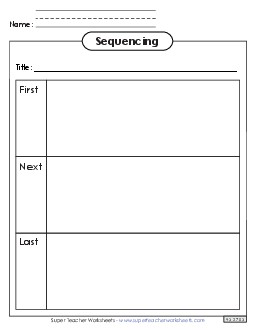 Sequencing Boxes (No Lines) First, Next, and Last Graphic Organizers Worksheet