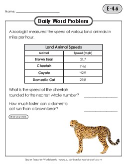 Daily Word Problems  E-46 through E-50 Worksheet