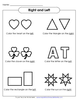 Left-Right Shapes 2 Right Left Worksheet