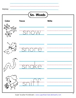 Trace and Write  Phonics Blends Worksheet