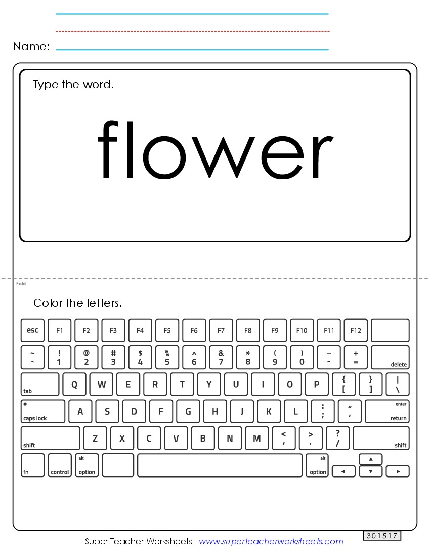 Type the Word: Flower Sight Words Individual Worksheet