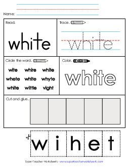 Worksheet 2: White Free Sight Words Individual Worksheet