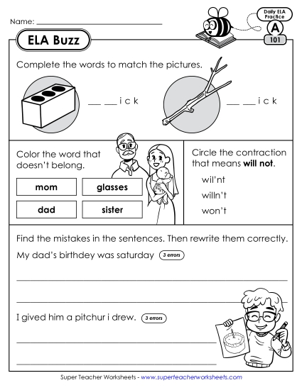 ELA Buzz: Week 21 Worksheets 101 through 105 Daily Ela Review Worksheet