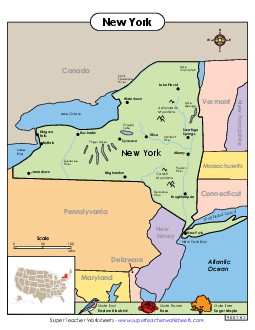 Map of New York State Maps Worksheet