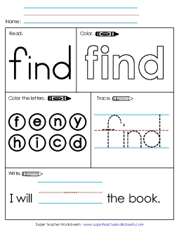 Worksheet 1: Find Sight Words Individual Worksheet