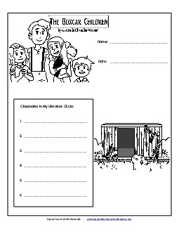 Lit Circle: Cover Page Book The Boxcar Children Worksheet