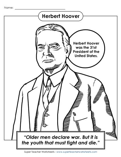 aPresident #31: Herbert Hoover<br>Coloring Page